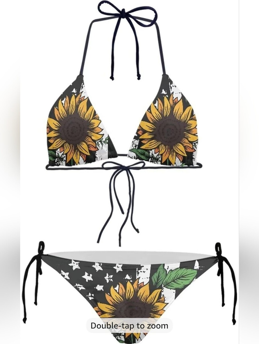 Sunflower American Flag String Bikini - L
